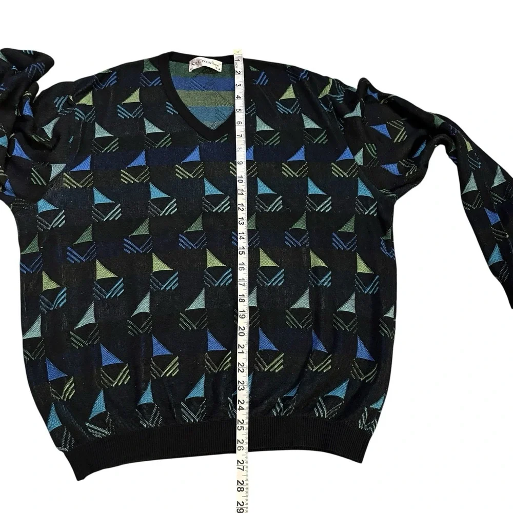 St. Croix Crewneck Sweater All Over Print Men's Large Geometric Vintage Colorful